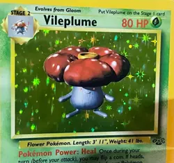 Vileplume Holo 15/64 Unlimited Jungle Set WOTC 1999 Vintage Pokemon Card LP - Image 4