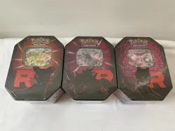 Pokemon TCG: Team Rocket x3 Tin - ONE OF EACH FULL SET - WORLDWIDE SHIPPING - Image 1