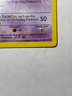 1999 Pokemon Haunter 29/102 1st Edition Shadowless Base Set LP WOTC - Image 5