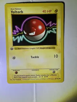 Pokemon TCG Voltorb Base Set, 1st Edition Common Shadowless HP - Image 1