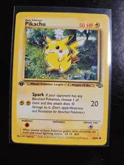 Pokemon Pikachu 1st Edition Base Set Common 60/64 1999 Regular 50 HP Spark - Image 1