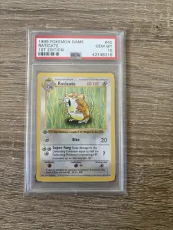 Pokemon TCG 1999 Base Set 1st Edition Raticate 40/102 Regular PSA 10 - Image 1