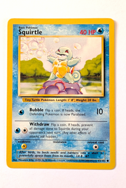 Pokemon TCG Squirtle 63/102 Base Set Unlimited Rare Excellent Condition - Image 1