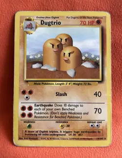 Wizards Dugtrio 19/102 Pokemon TCG Base Set Regular Rare Unlimited 1999 70HP - Image 1