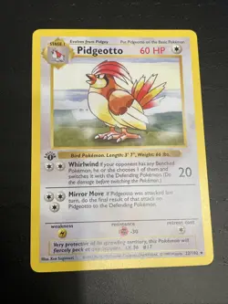 Pidgeotto 22/102 1st Edition Base Set Shadowless Pokemon Card WOTC - Image 1