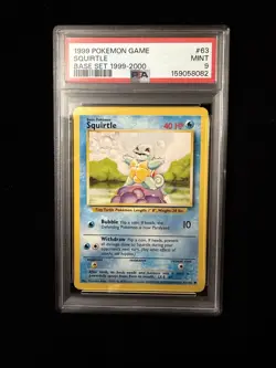 PSA 9 MINT Pokemon TCG Squirtle 63/102 Base Set Regular Common 40 HP English - Image 1
