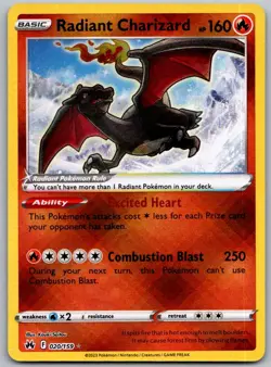 Radiant Charizard 020/159 Radiant Rare Crown Zenith Pokemon Holo Near Mint - Image 1