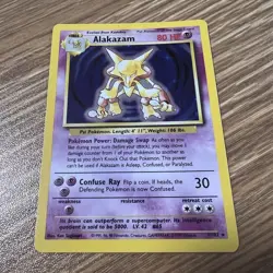 Pokemon TCG Base Set Alakazam 1/102 1999 Rare Near Mint - Image 1