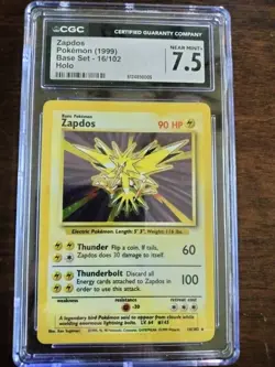 Zapdos 016/102 Base Set Holo Rare CGC 7.5 Pokemon TCG 1999 English - Image 1