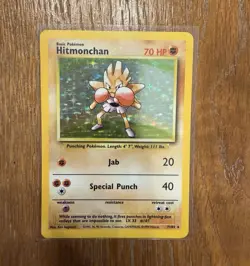 Pokemon TCG Hitmonchan Base Set Holo Rare 7/102 English 1999 70 HP Ken Sugimori - Image 1