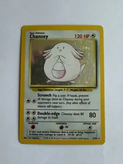 Pokemon TCG Chansey 3/102 Base Set Holo Rare 120 HP Basic English 1999 - Image 2