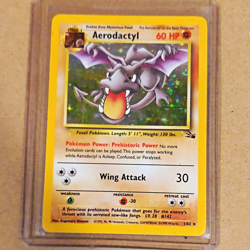 Wizards Pokemon TCG Fossil Aerodactyl 1/62 Holo Rare English 1999 60HP - Image 1