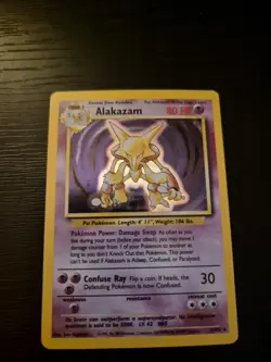 Pokemon TCG Alakazam Holo Card Base Set 1/102 Unlimited NM - Image 1
