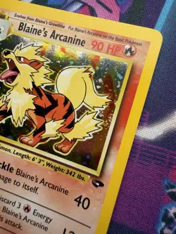 Blaine's Arcanine - 1/132 - Pokemon Gym Challenge Unlimited Holo Rare Card NM - Image 3