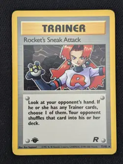1st Edition Rocket's Sneak Attack 72/82 Team Rocket WOTC Pokemon Card TCG 2000 - Image 1