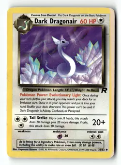 Pokemon Card Dark Dragonair Unlimited LP Team Rocket 33/82 - Image 1