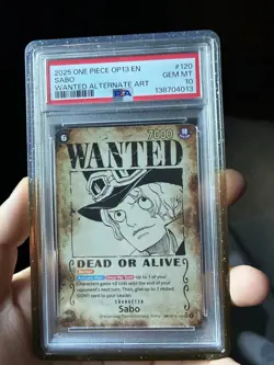 Bandai One Piece CCG Sabo OP13-120 Alt Art Foil EN Carrying on His Will PSA 10 - Image 1
