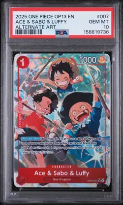 2025 ONE PIECE OP13-CARRYING ON HIS WILL ALTERNATE ART ACE & SABO & LUFFY PSA 10 - Image 1