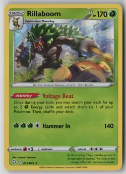 Rillaboom 013/072 Pokemon TCG Shining Fates Holo Rare Card (Near Mint) NM 1 - Image 1
