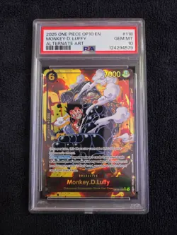 OP10-118 Monkey.D.Luffy SEC Alt Art One Piece TCG English Card PSA 10 - Image 1