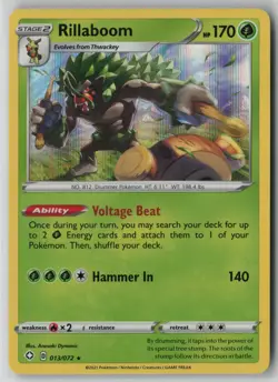Rillaboom 013/072 Pokemon TCG Shining Fates Holo Rare Card (Near Mint) NM 2 - Image 1
