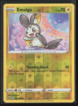 Emolga 047/159 Common Crown Zenith Pokemon Reverse Holo Near Mint - Image 1