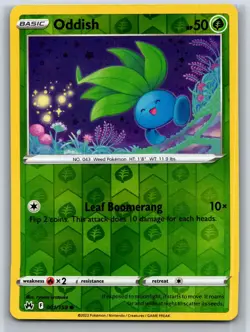 Oddish 001/159 Common Crown Zenith Pokemon Reverse Holo Near Mint - Image 1
