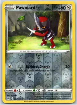 Pawniard 091/159 Common Crown Zenith Pokemon Reverse Holo Near Mint - Image 1