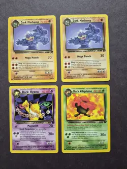 WOTC Pokemon TCG Team Rocket Dark Machamp/Hypno/Vileplume 4-Card Lot ENG - Image 1