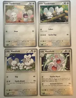 Tandemaus and Maushold 4 Card Lot ~cute cards~ Pokemon TCG - Image 1