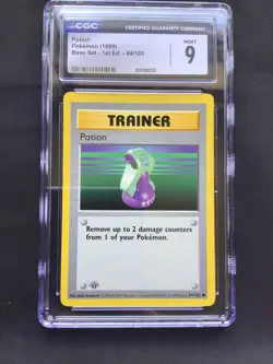 Pokemon Cards: Base Set 1st Edition Common: Potion 94/102 CGC 9 - Image 2