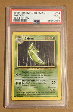 1st edition German Metapod Safcon 54/102 Pokemon Card Base Set PSA 9 - Image 1