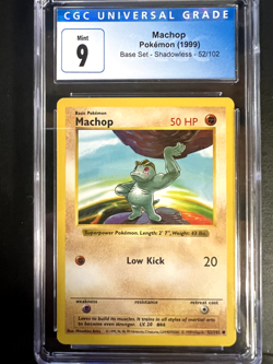 CGC 9 Machop 1999 Base Set Shadowless 1st Edition 52/102 Pokemon Card - Image 1