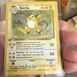 Pokemon TCG Raichu 14/102 holo Base Set 1st Edition German 80HP 1999 WOTC - Image 1