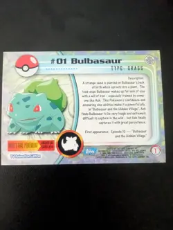 HOLO #01 BULBASAUR TOPPS POKEMON 1ST EDITION BLUE LOGO CARD TV ANIMATION - Image 2