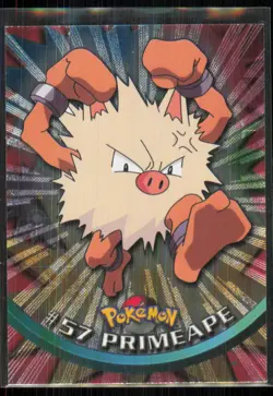 1999 Topps Pokemon TV Animation Foil Black Logo Primeape #57 - Image 1