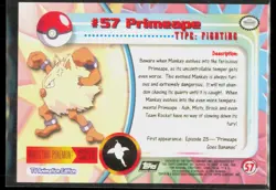 1999 Topps Pokemon TV Animation Foil Black Logo Primeape #57 - Image 2