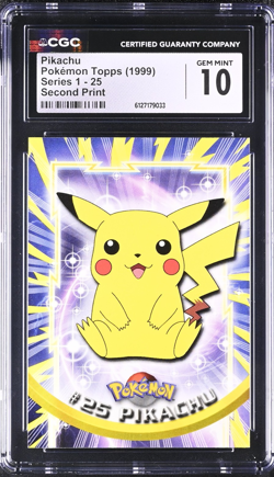 1999 Topps Pokemon TV Series 1 Pikachu #25 (Black Logo) CGC 10 *POP 37* - Image 1