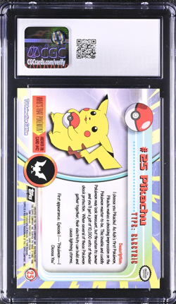 1999 Topps Pokemon TV Series 1 Pikachu #25 (Black Logo) CGC 10 *POP 37* - Image 2