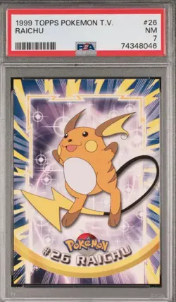 PSA 7 Raichu Card #26 Topps TV Set Black Label 1999 Pokemon Card-NM - Image 1