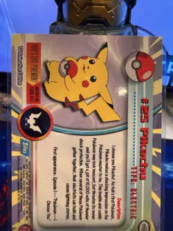 Topps Pokemon English TV Card Series 1 #25 Pikachu 1st Print Blue Logo Holo Foil - Image 5
