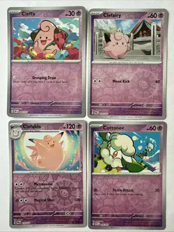 ~Cute cards~ 4 Card Lot Reverse Holo - Psychic type, Clefairy - Pokemon TCG - Image 1