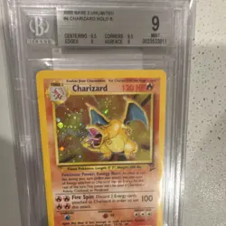 Charizard Base Set 2 Unlimited Holo Rare #4/130 Beckett 9 2000 - Image 1