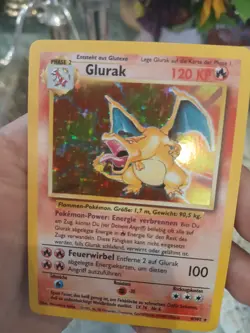 Pokemon TCG German Base Set (Charizard) Glurak 4/102 Unlimited Holo Rare - Image 3