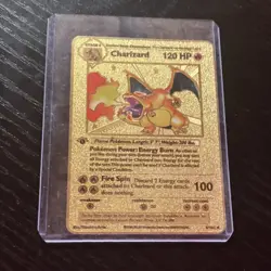 Pokemon Charizard Gold Metal Foil Base Set Holo Rare 4/102 120 HP Card - Image 1