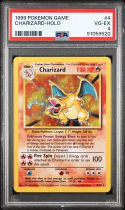 Pokemon TCG Charizard Base Set 4/102 Unlimited Holo Rare PSA 4 - Image 1