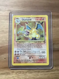 Pokemon TCG Charizard Base Set 2 Holo Unlimited Rare Card 4/130 1999 Damaged - Image 1