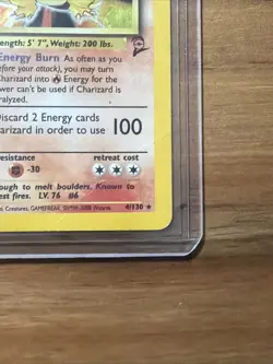 Pokemon TCG Charizard Base Set 2 Holo Unlimited Rare Card 4/130 1999 Damaged - Image 5