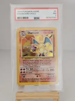 1999 Pokemon Base Set Charizard Holo #4/102 PSA 7 NM - Brand New PSA Slab - Image 1