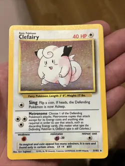 Pokemon TCG Clefairy Base Set Holo Unlimited Rare Card 5/102 LP Condition - Image 2